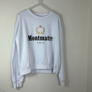 Cotton On White Monmarte Champagne Crewneck Sweatshirt Large